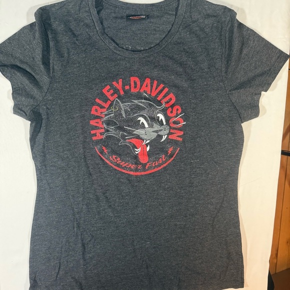 Harley-Davidson Tops - Harley-Davidson Rare Glitter Gray and Red Super Fast San Juan T